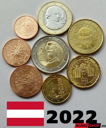 Sada Rakúsko 2022 - 1 cent - 2 euro - UNC