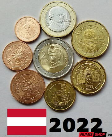 Sada Rakúsko 2022 - 1 cent - 2 euro - UNC