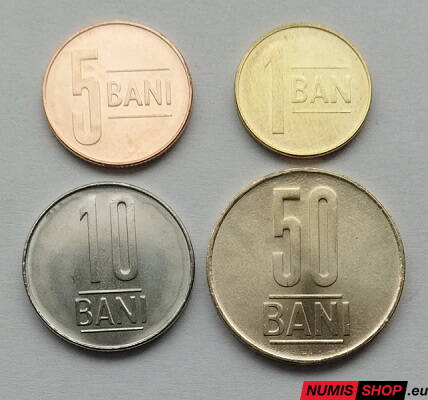 Rumunsko - 1 + 5 + 10 + 50 bani LOT - UNC