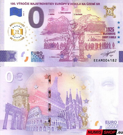 Slovensko - 0 euro souvenir - 100. výročie ME v hokeji - anniversary