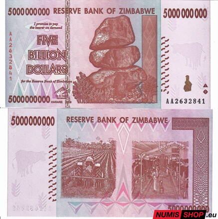 Zimbabwe - 5 billion dollars - 2008 - UNC Zimbabwe - 5 billion dollars - 2008 - UNC