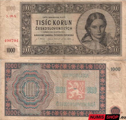 1000 Kčs - 1945 - séria A